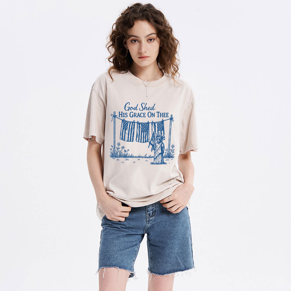 God Shed His Grace On Three Christian Washed T-Shirt
