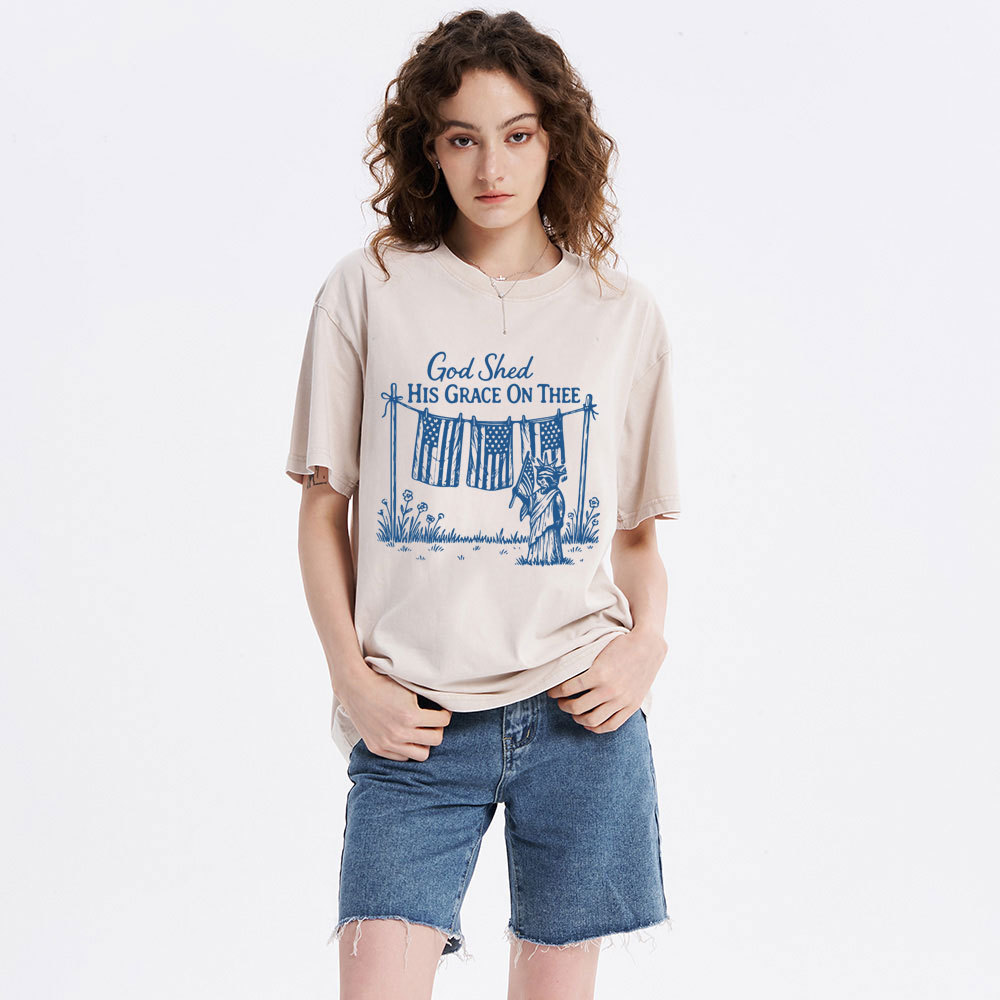 God Shed His Grace On Three Christian Washed T-Shirt