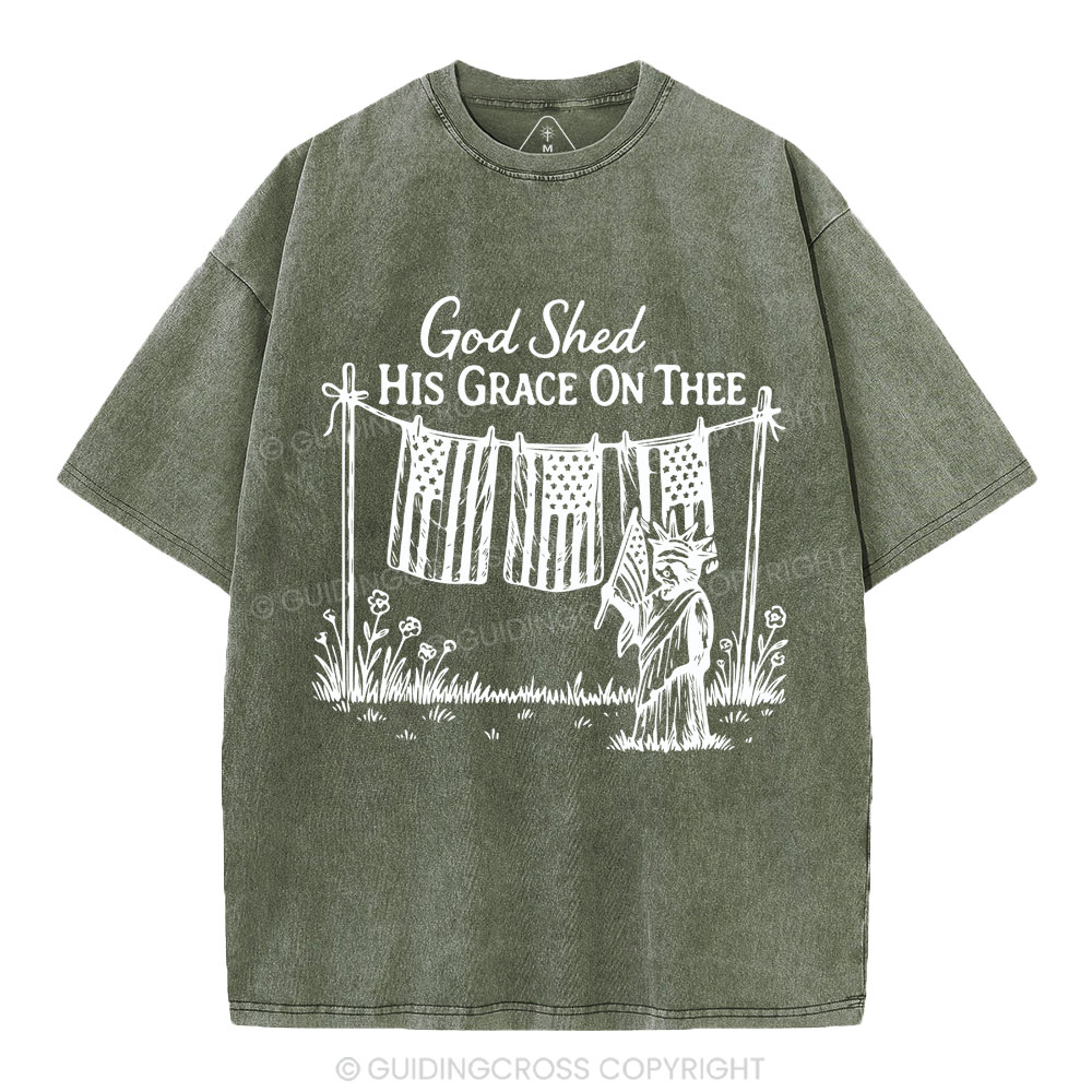 God Shed His Grace On Three Christian Washed T-Shirt
