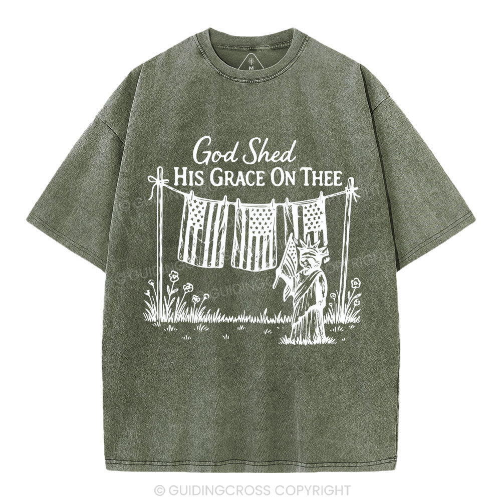 God Shed His Grace On Three Christian Washed T-Shirt