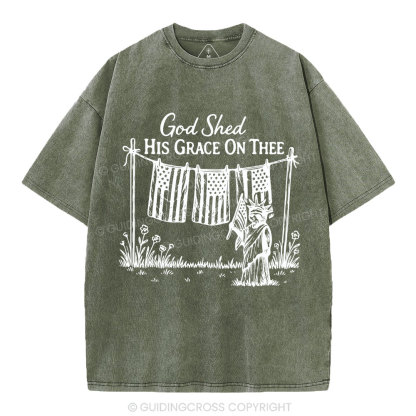 God Shed His Grace On Three Christian Washed T-Shirt