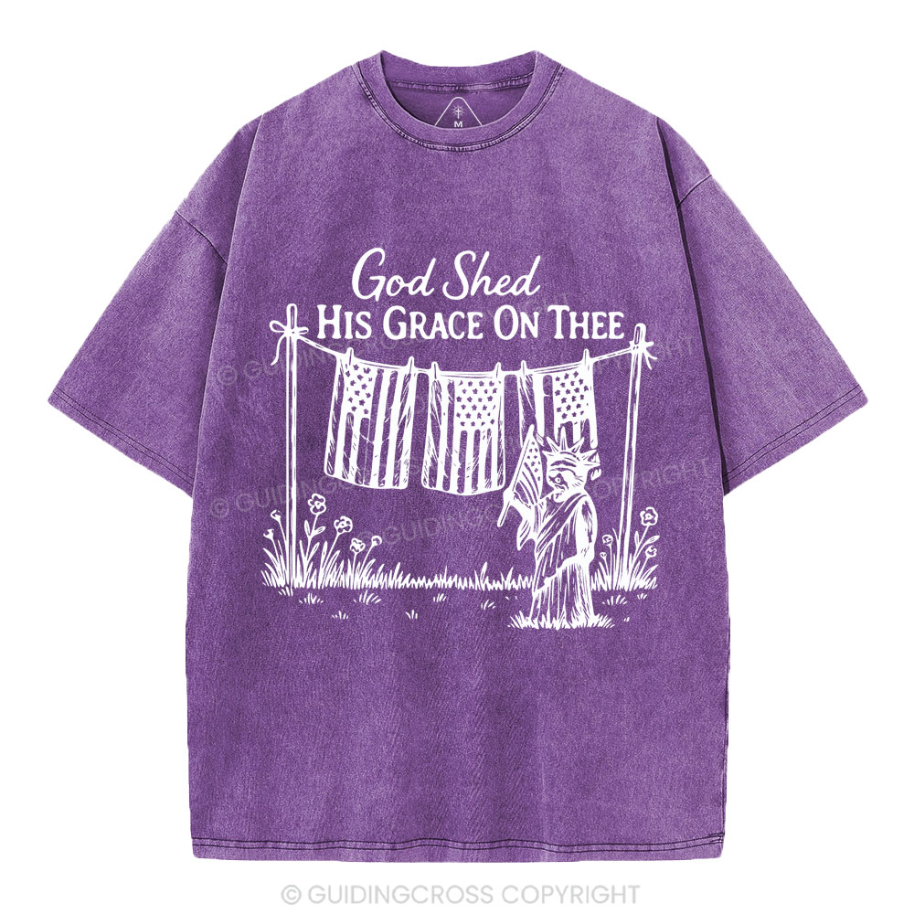 God Shed His Grace On Three Christian Washed T-Shirt
