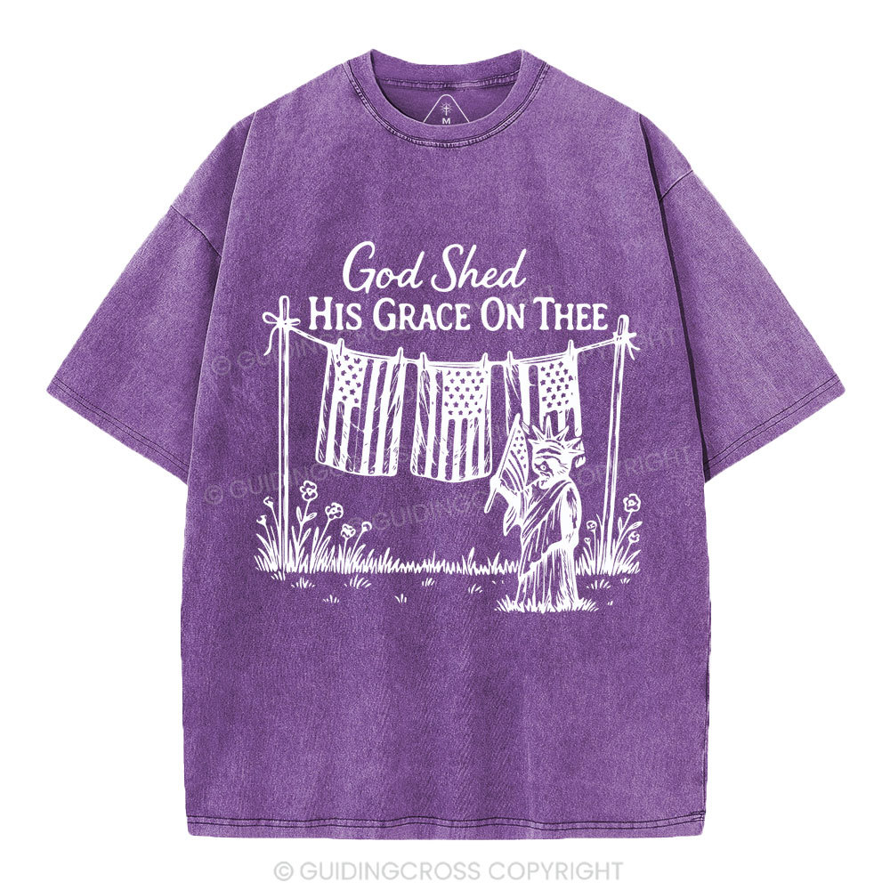 God Shed His Grace On Three Christian Washed T-Shirt
