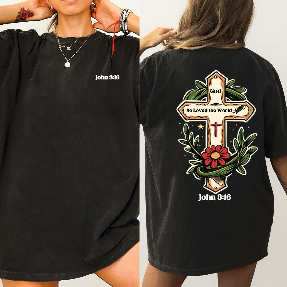 God So Loved  Christian Washed T-Shirt