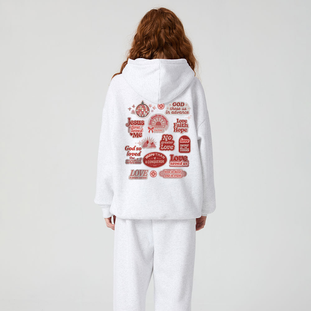 God So Loved The World Christian Premium Fleece Hoodie Set