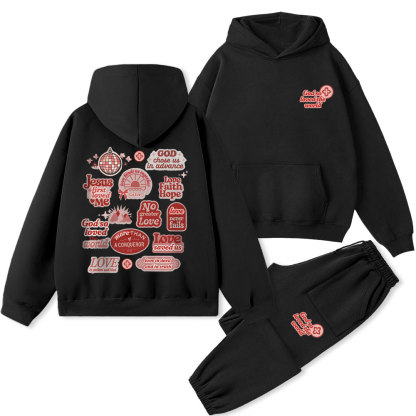 God So Loved The World Christian Premium Fleece Hoodie Set