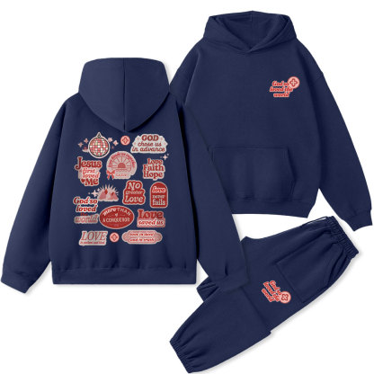 God So Loved The World Christian Premium Fleece Hoodie Set