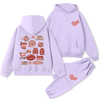 God So Loved The World Christian Premium Fleece Hoodie Set