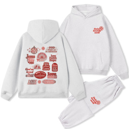 God So Loved The World Christian Premium Fleece Hoodie Set