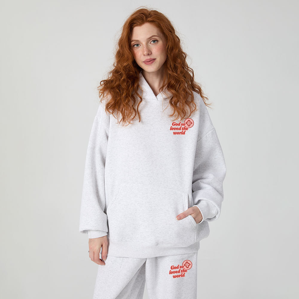 God So Loved The World Christian Premium Fleece Hoodie Set