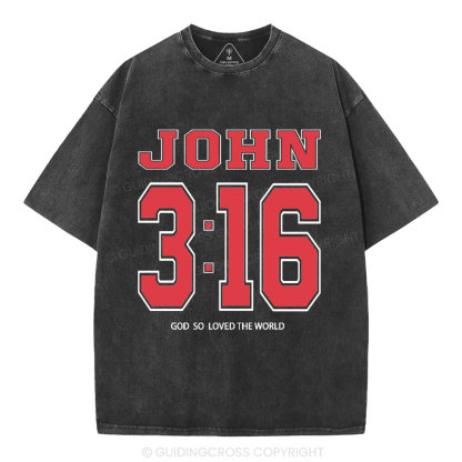 God So Loved The World Christian Washed T-Shirt