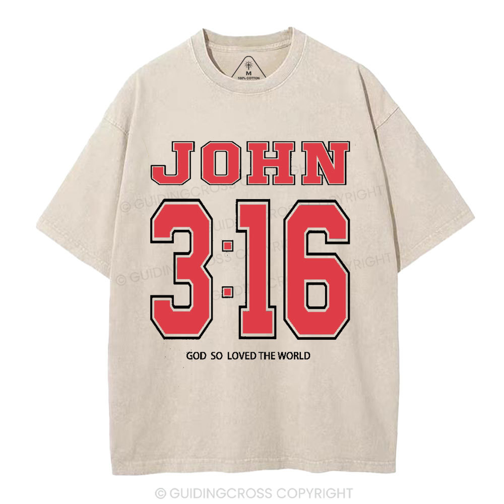 God So Loved The World Christian Washed T-Shirt