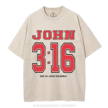God So Loved The World Christian Washed T-Shirt