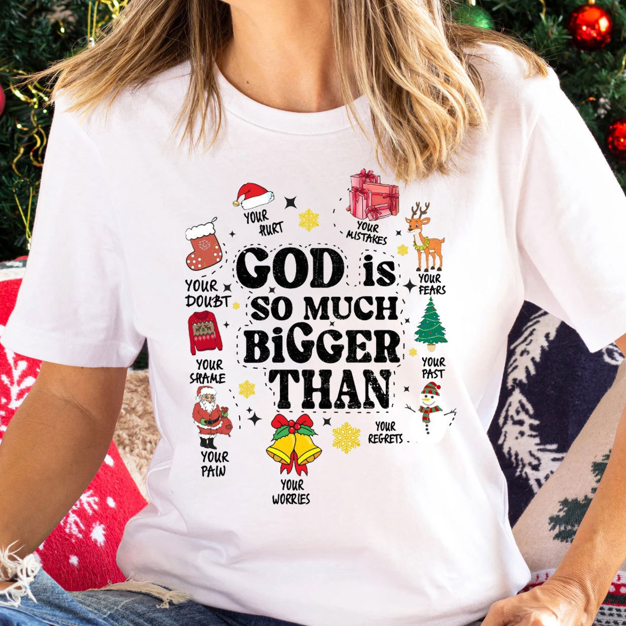 God So Much Bigger Than Your Paw Christian Christmas T-Shirt