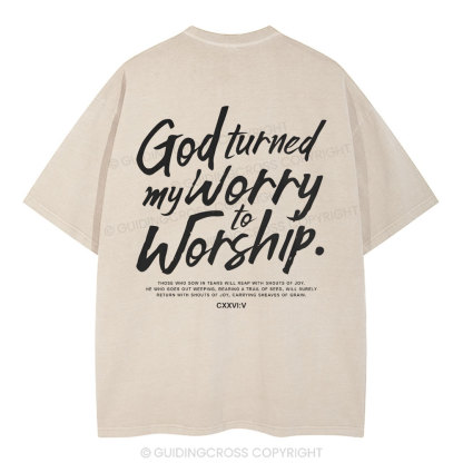 God Turned My Worry Christian Washed T-Shirt