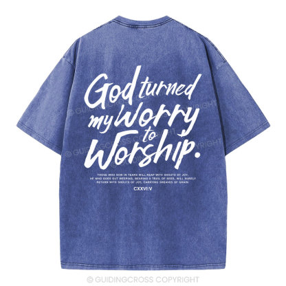 God Turned My Worry Christian Washed T-Shirt