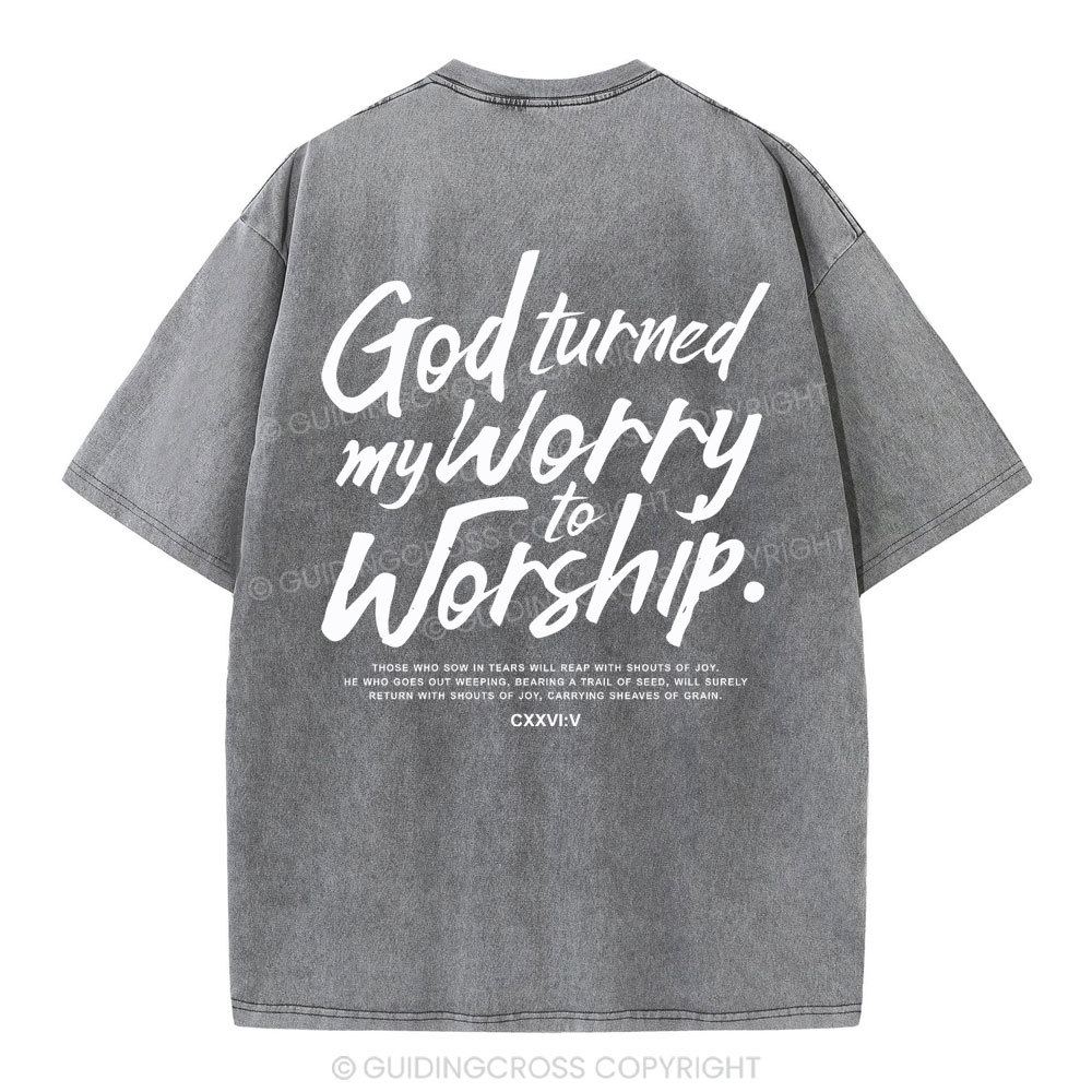 God Turned My Worry Christian Washed T-Shirt