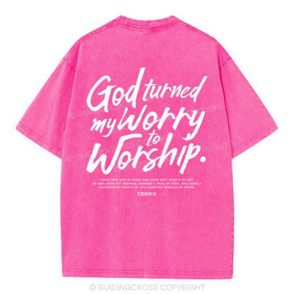 God Turned My Worry Christian Washed T-Shirt
