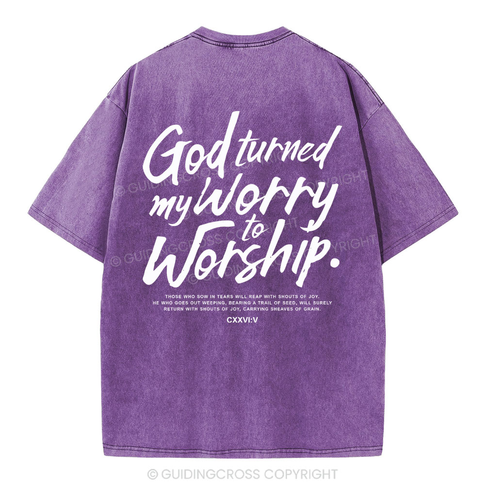 God Turned My Worry Christian Washed T-Shirt