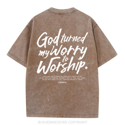God Turned My Worry Christian Washed T-Shirt