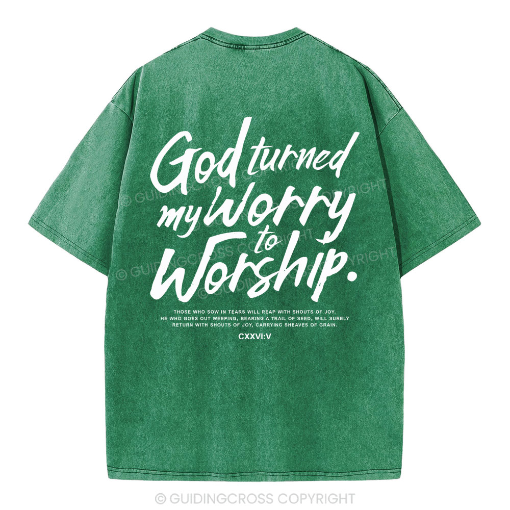 God Turned My Worry Christian Washed T-Shirt