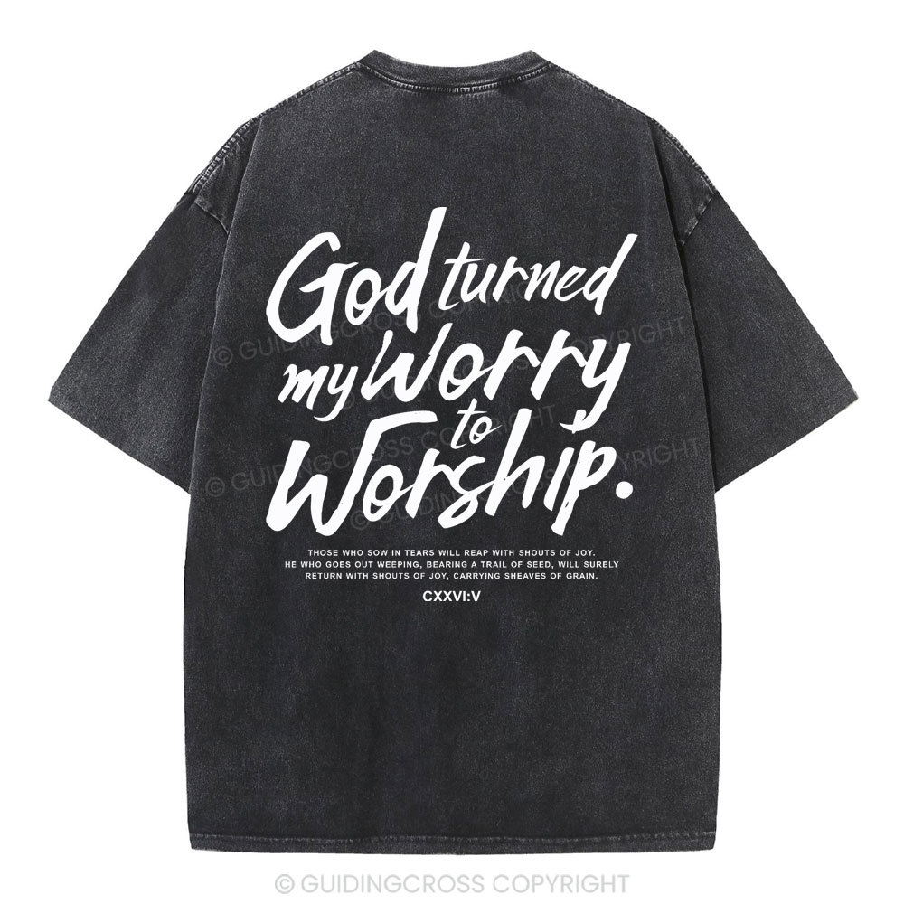 God Turned My Worry Christian Washed T-Shirt