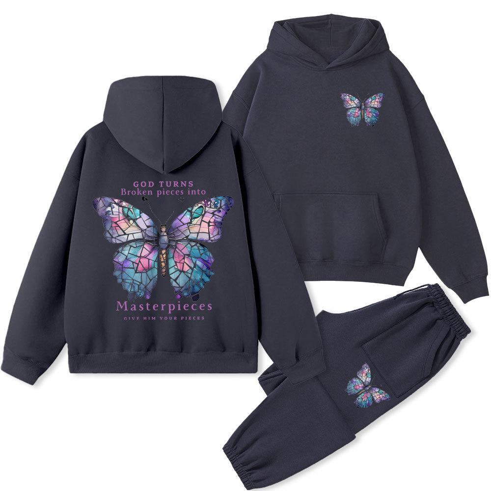 God Turns Broken Pieces Into Masterpieces Chirstian Fleece Hoodie Set Sale - GuidingCross