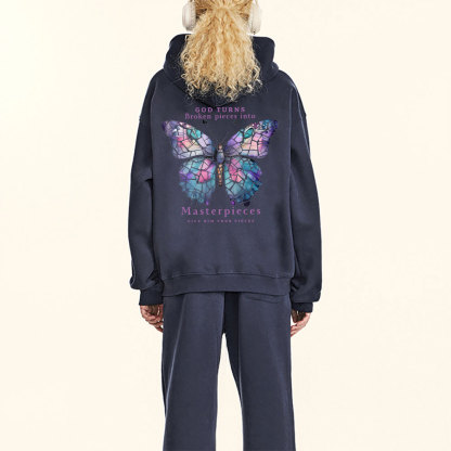 God Turns Broken Pieces Into Masterpieces Chirstian Fleece Hoodie Set