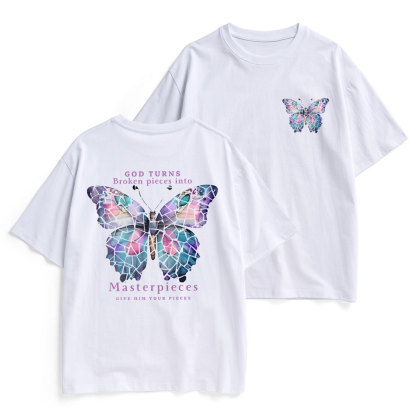 God Turns Broken Pieces Into Masterpieces Christian Heavy Cotton T-Shirt