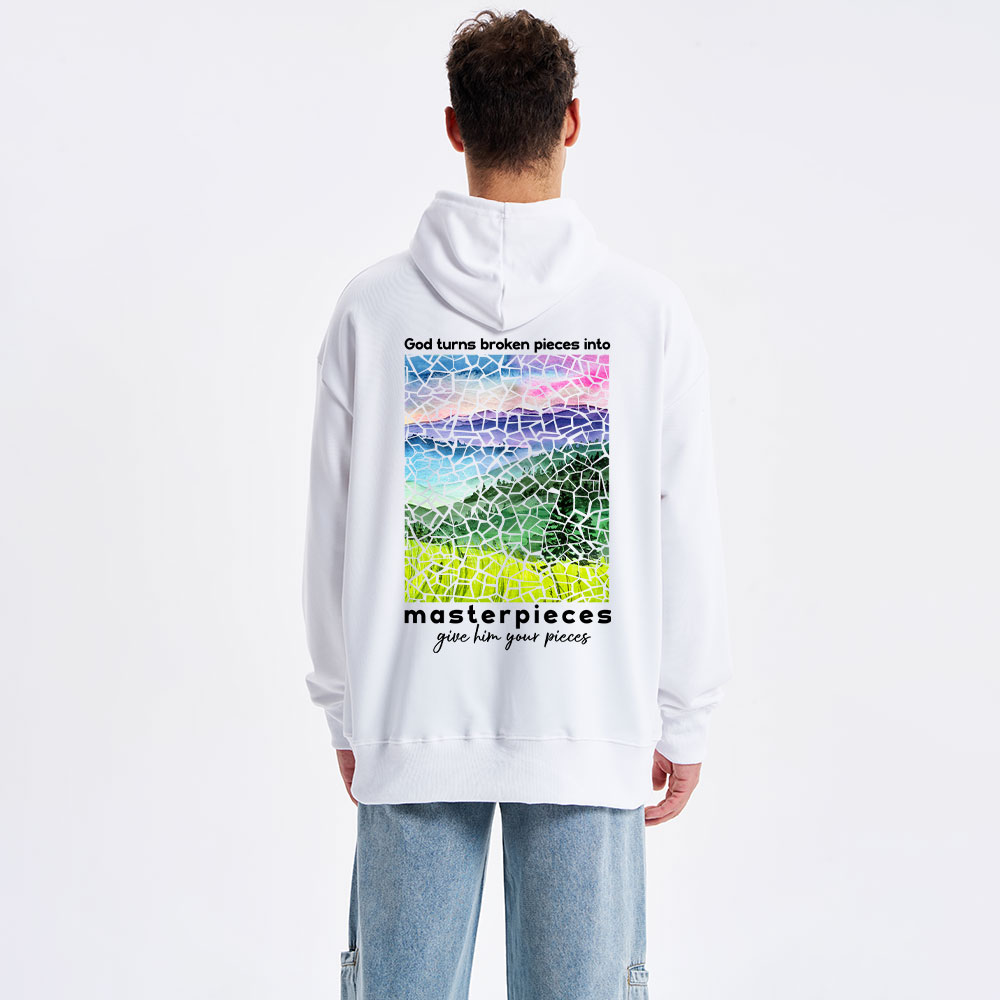 God Turns Broken Pieces Into Masterpieces Christian Hoodie