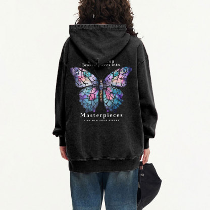 God Turns Broken Pieces Into Masterpieces Christian Washed Hoodie