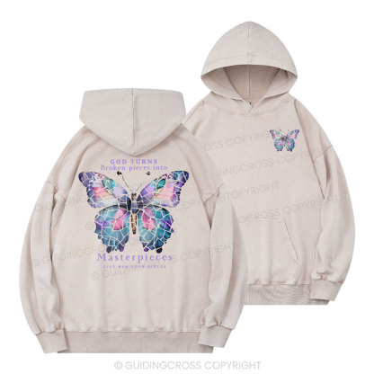 God Turns Broken Pieces Into Masterpieces Christian Washed Hoodie