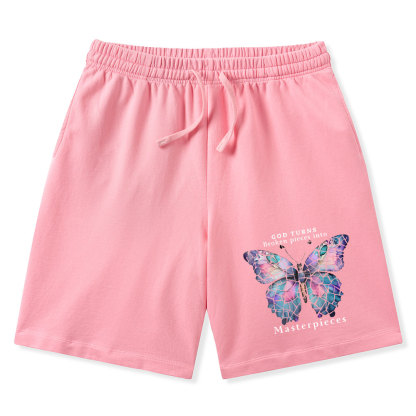 God Turns Broken Pieces Into Masterpieces Christian Washed Shorts