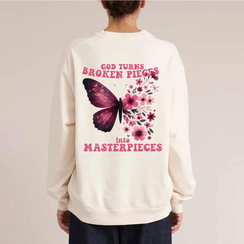 God Turns Broken Pieces Into Masterpieces Christian Washed Sweatshirt