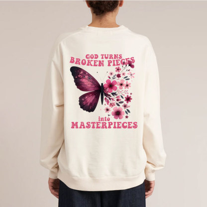God Turns Broken Pieces Into Masterpieces Christian Washed Sweatshirt