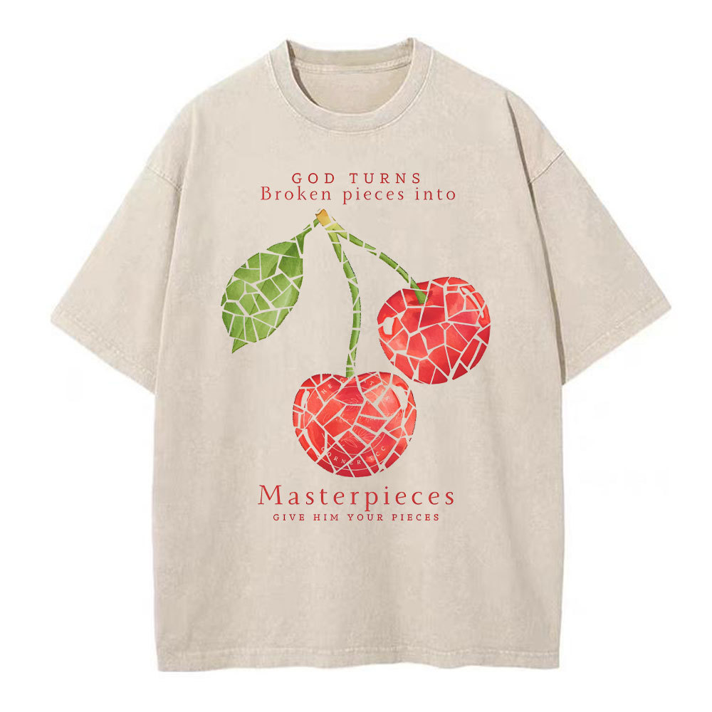 God Turns Broken Pieces Into Masterpieces Christian Washed T-Shirt