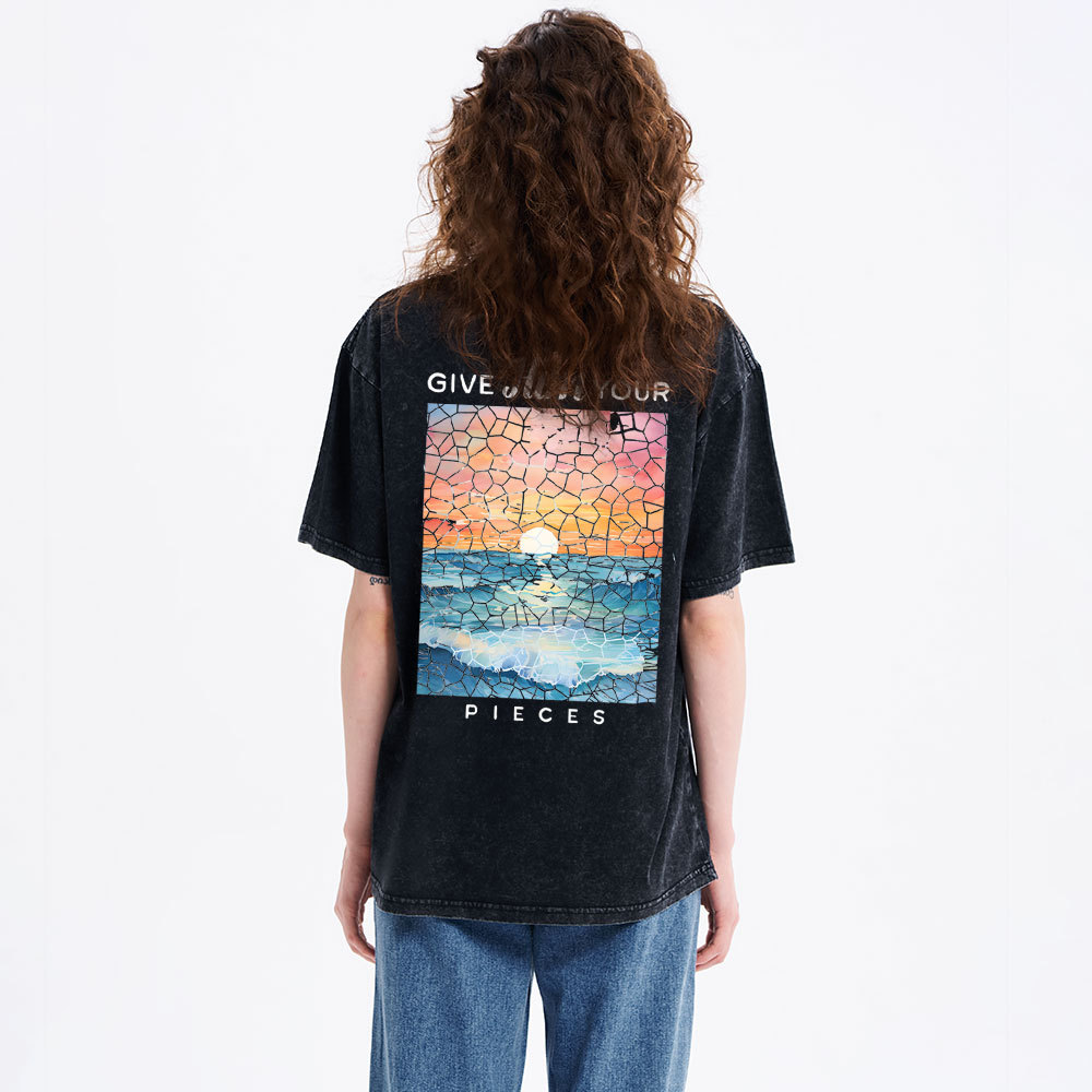 God Turns Broken Pieces Into Masterpieces Christian Washed T-Shirt