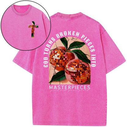 God Turns Broken Pieces Into Masterpieces Christian Washed T-Shirt