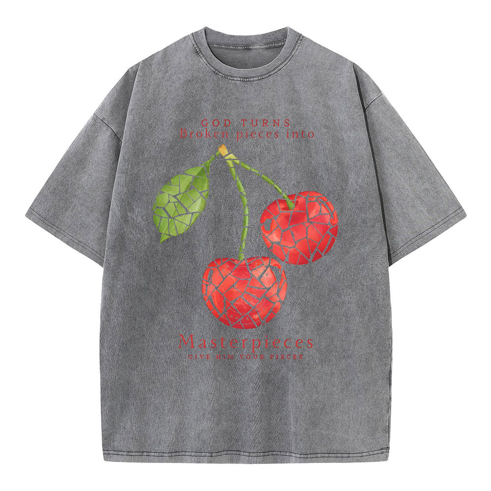 God Turns Broken Pieces Into Masterpieces Christian Washed T-Shirt