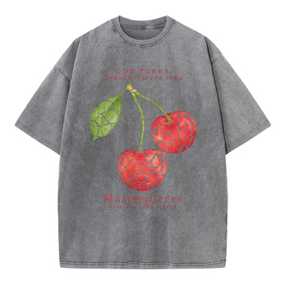God Turns Broken Pieces Into Masterpieces Christian Washed T-Shirt
