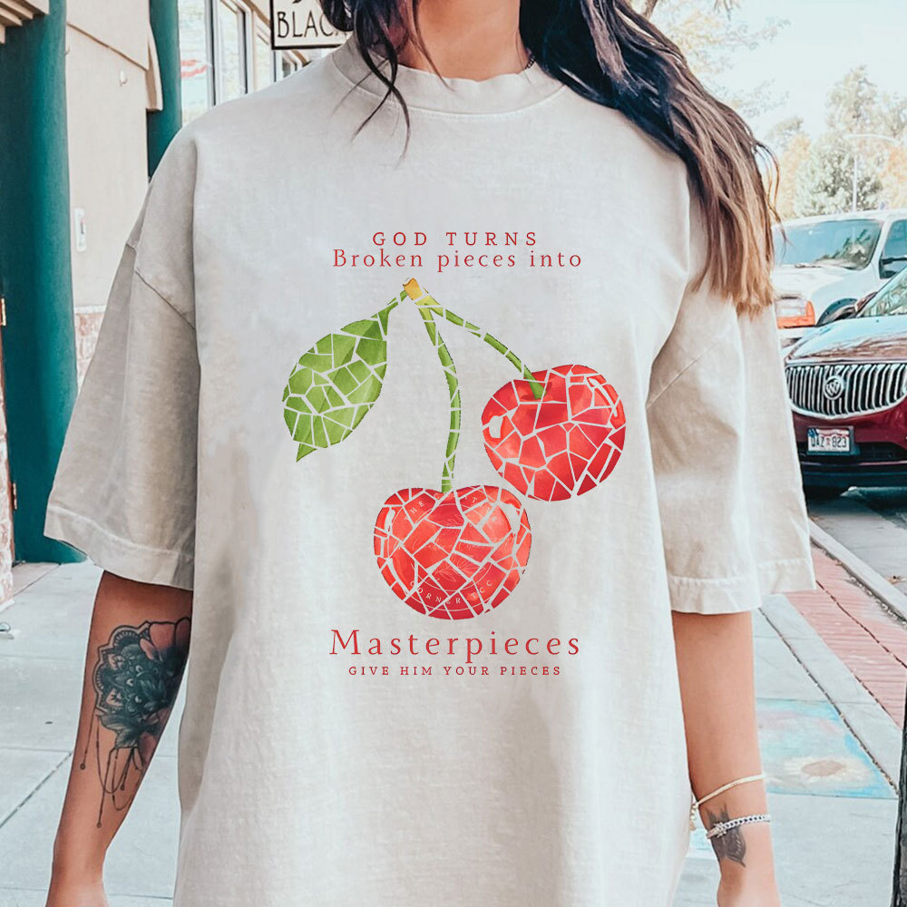 God Turns Broken Pieces Into Masterpieces Christian Washed T-Shirt