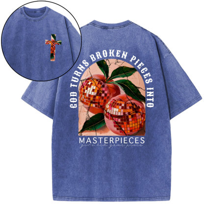 God Turns Broken Pieces Into Masterpieces Christian Washed T-Shirt