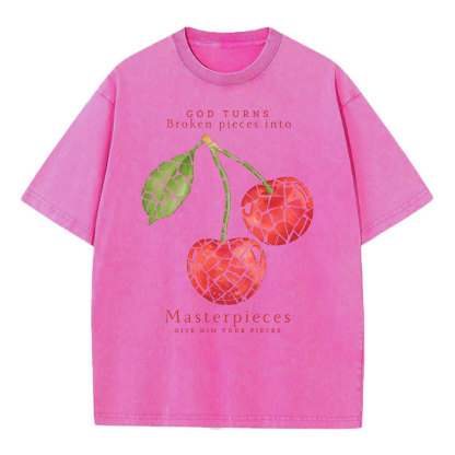 God Turns Broken Pieces Into Masterpieces Christian Washed T-Shirt