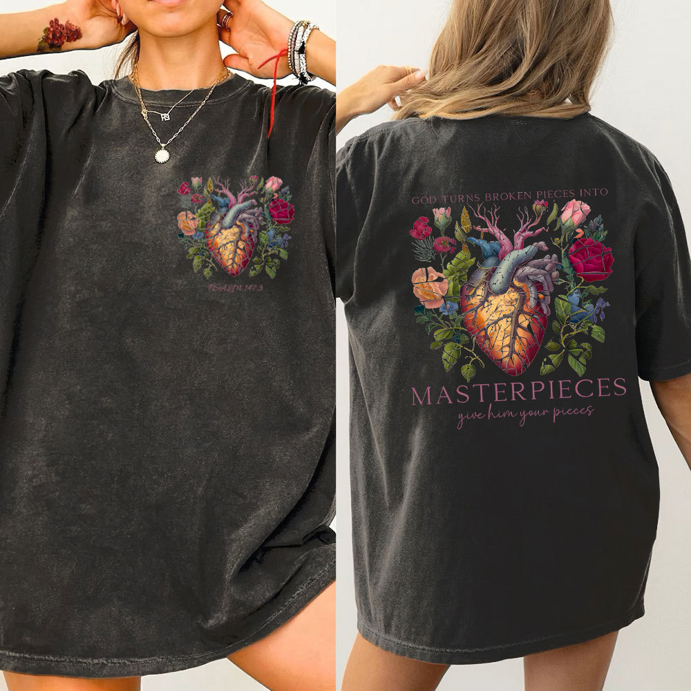 God Turns Broken Pieces Into Masterpieces Christian Washed T-Shirt 