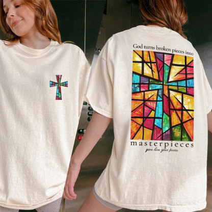 God Turns Broken Pieces Into Masterpieces Christian Washed T-Shirt