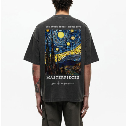 God Turns Broken Pieces Into Masterpieces Christian Washed T-Shirt