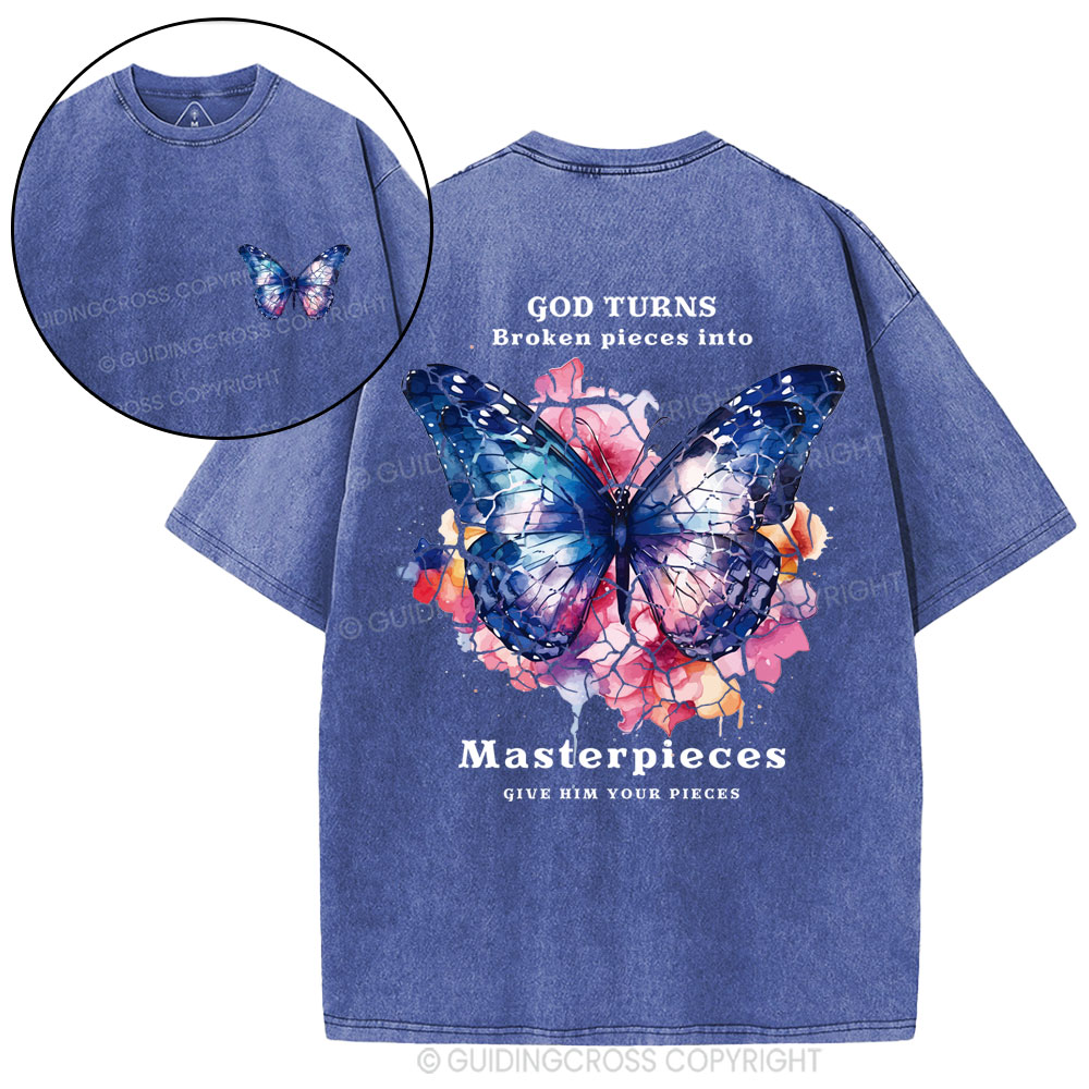 God Turns Broken Pieces Into Masterpieces Christian Washed T-Shirt