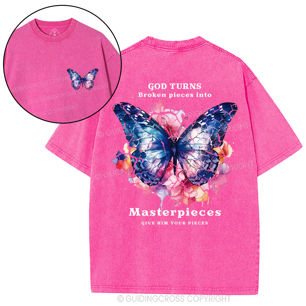 God Turns Broken Pieces Into Masterpieces Christian Washed T-Shirt