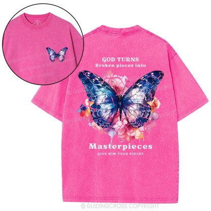 God Turns Broken Pieces Into Masterpieces Christian Washed T-Shirt
