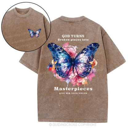 God Turns Broken Pieces Into Masterpieces Christian Washed T-Shirt
